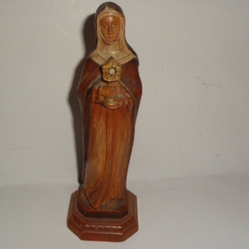 Vintage St. Mary Hand Carved Wooden Figure 6.5' Tall Made In Italy